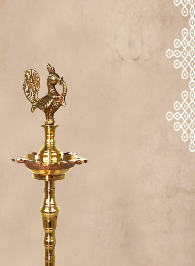 Puyangam Brass ANNAM KUTHU VILAKKU، مصابيح نحاسية/Mahabarath Diya/DEEPAM لبوجا/أفضل المصابيح/Diya/KUTHU VILAKKU للهدايا/الديكورات (16 بوصة)، ذهبي أصفر - Image 5